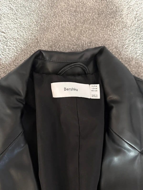 Bershka Black Faux Leather Blazer