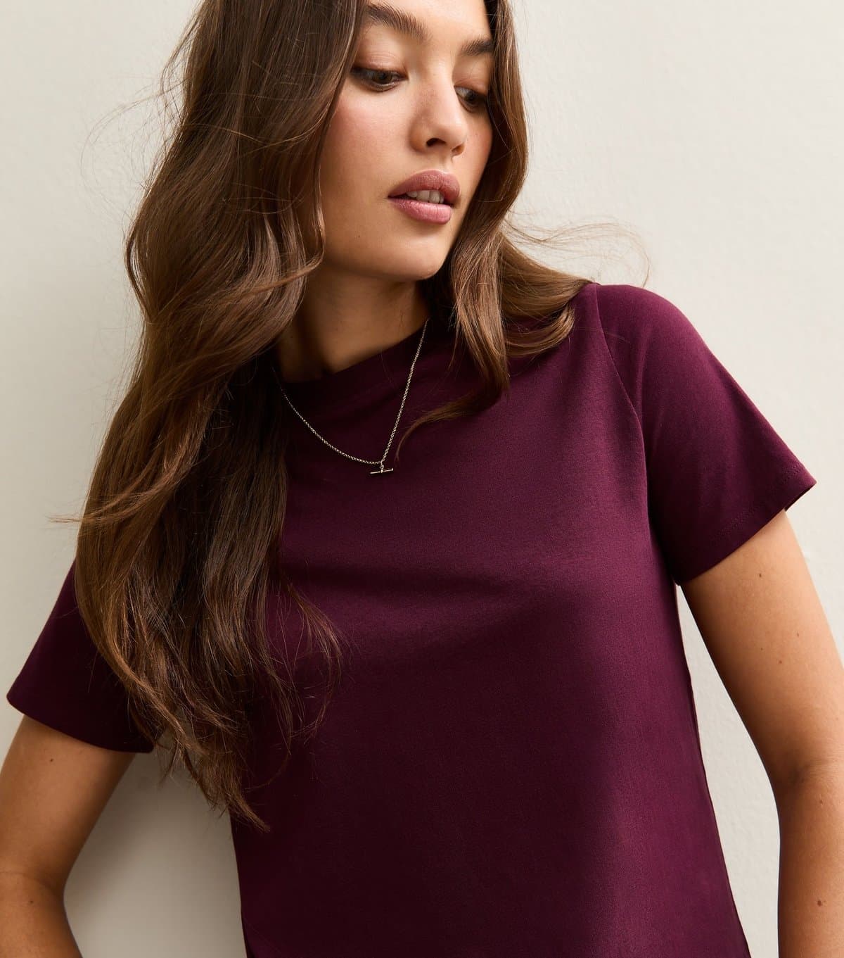 New Look Women's Burgundy Relaxed Jersey T-Shirt New Look