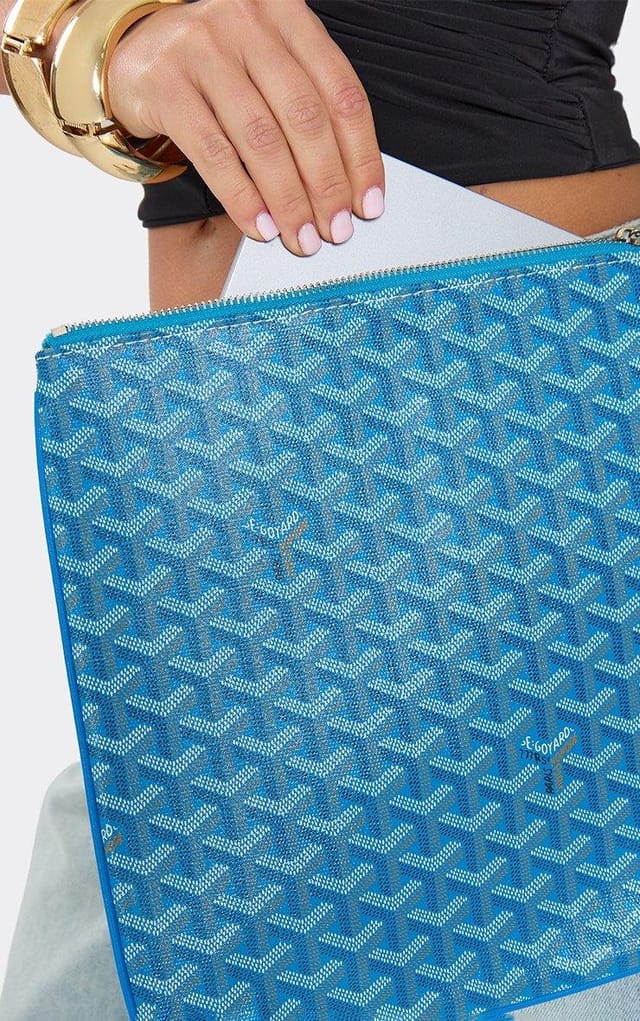 EGO Charge Pattern Logo Detail Laptop Cover In Blue Faux Leather, Women's Size UK 0 - 2