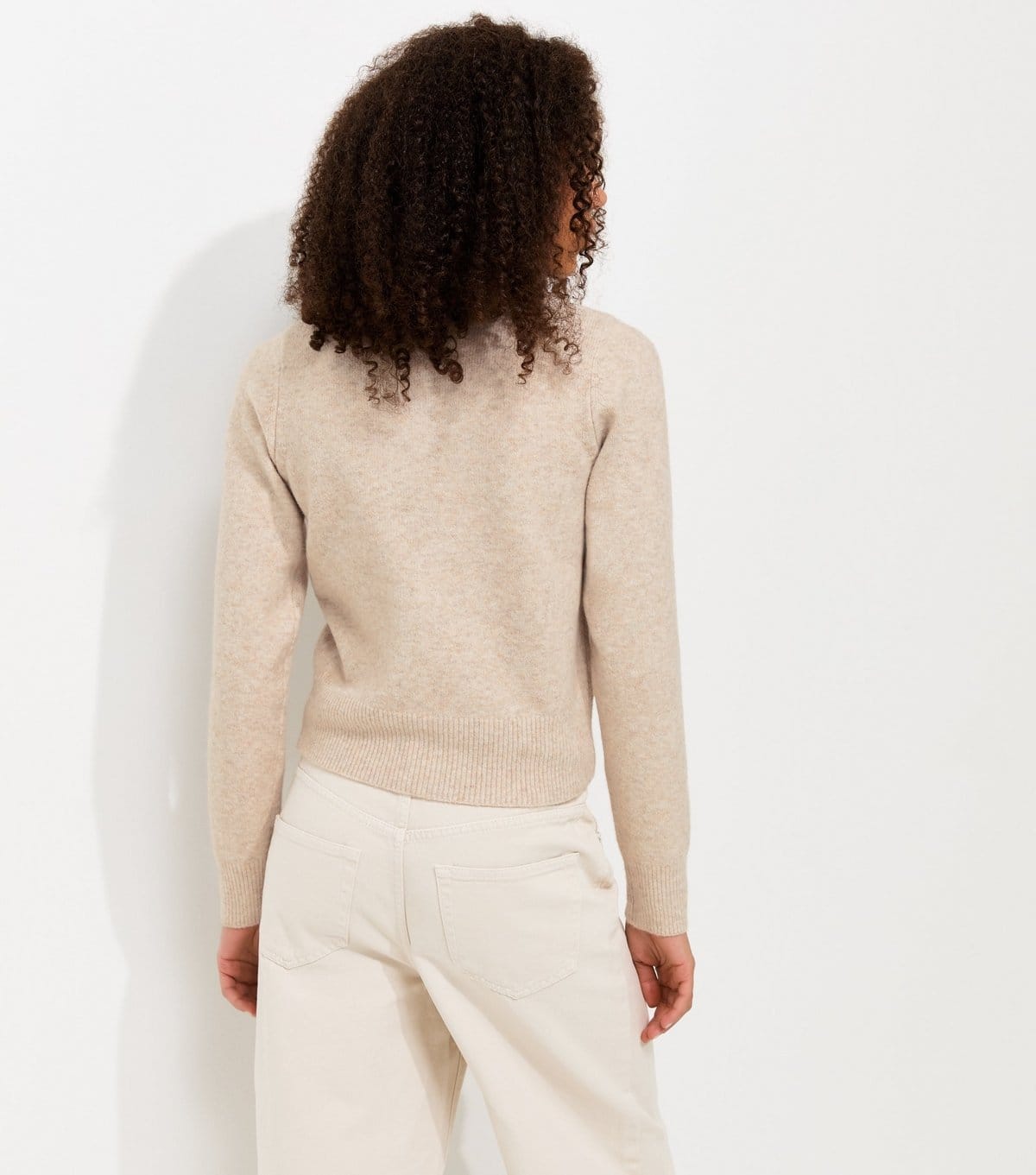 New Look Women's Oatmeal Midweight Knit Collared Button Front Cardigan New Look - 4