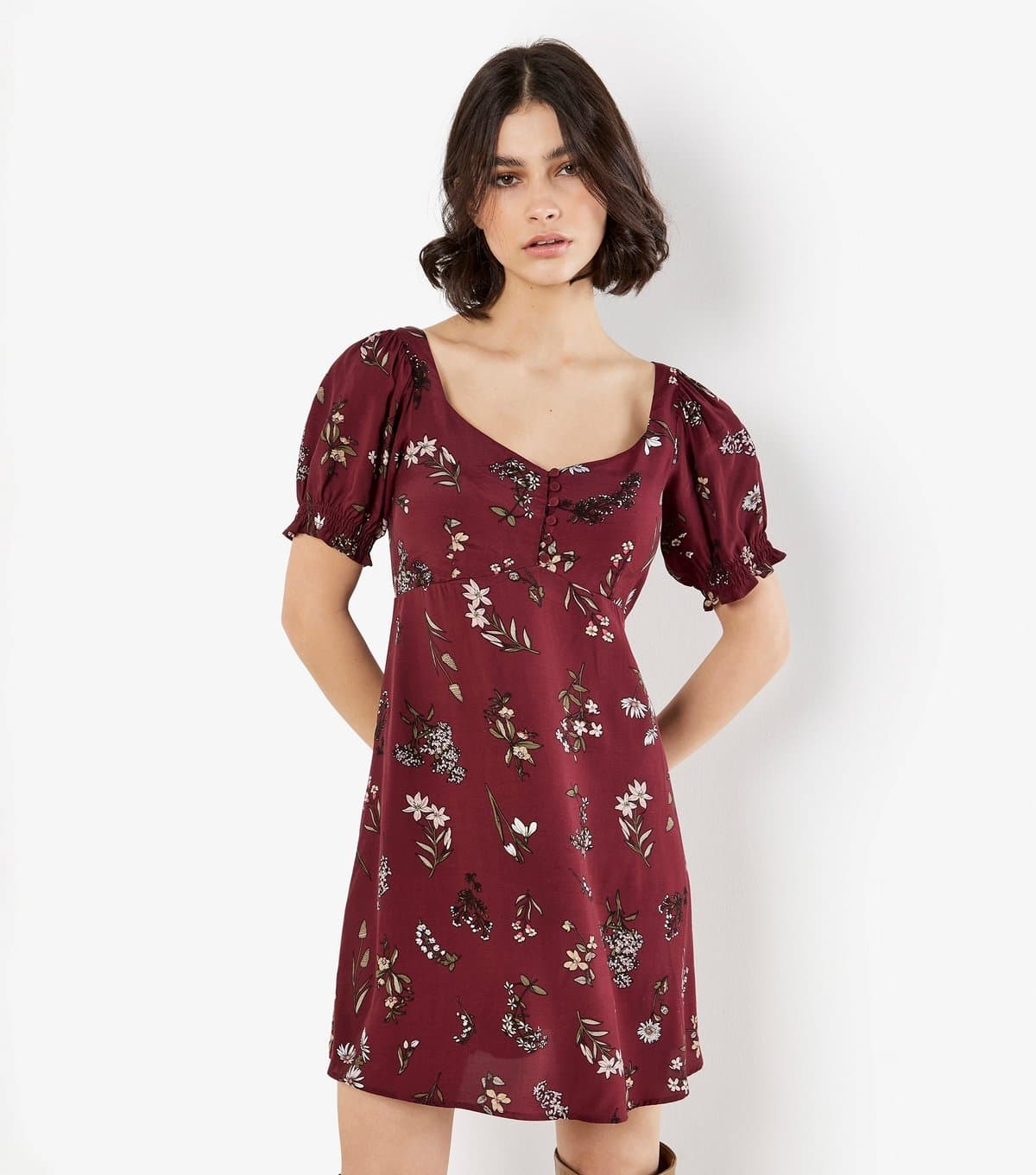 Apricot Women's Plum Floral Print Mini Tea Dress Apricot New Look