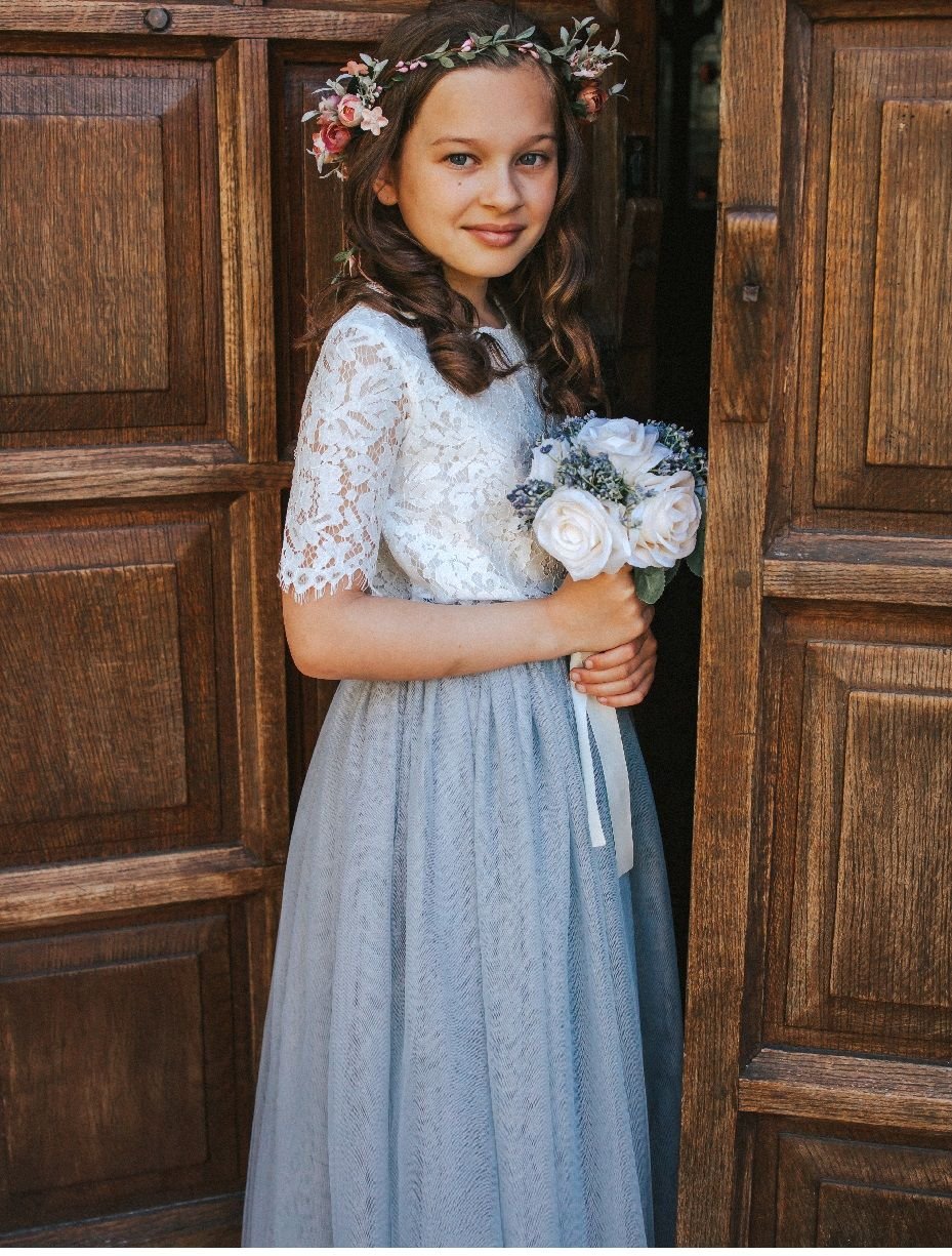UK Flower Girl Boutique UK Flower Girl Boutique Women's Felicity Couture Flower Girl Set - Silver Grey - 3
