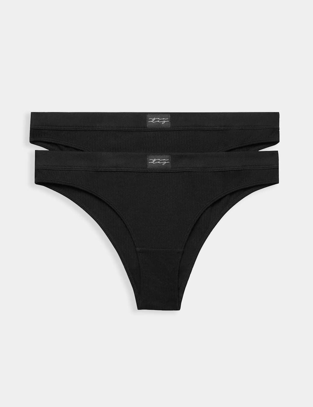 Marks & Spencer M&S 2 Pack Asta Rib Brazilian Knickers Black