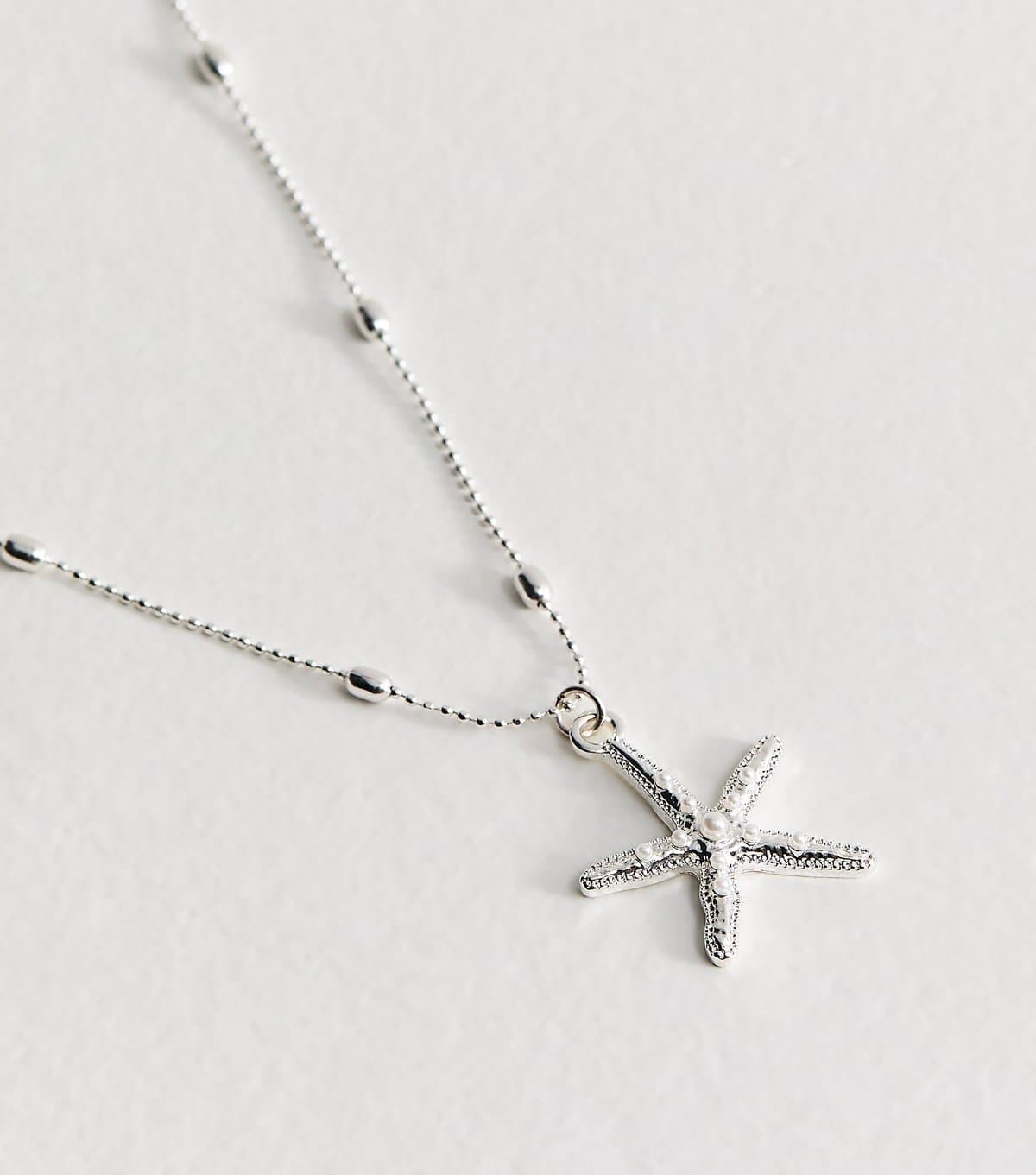 New Look Silver Tone Ball Chain Starfish Pendant Necklace New Look