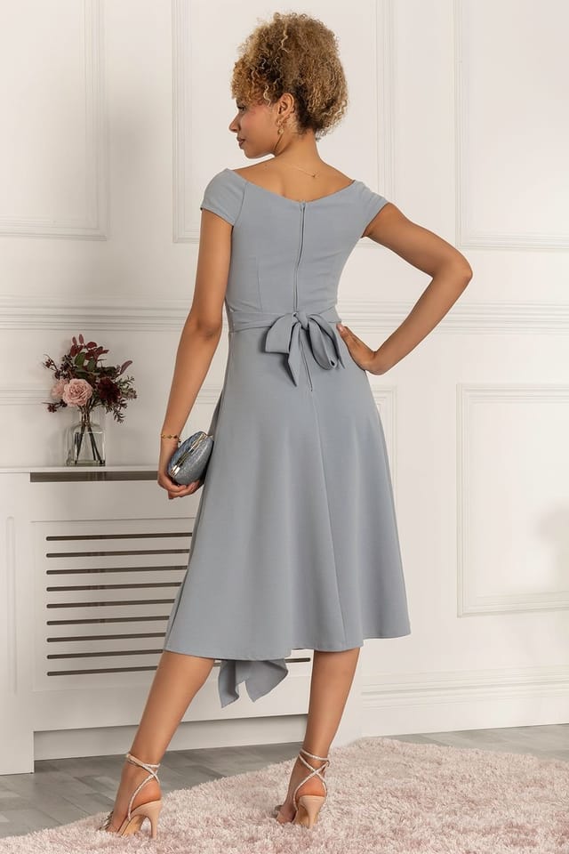 Jolie Moi Jolie Moi Women's Desiree Frill Fit & Flare Dress in Mid Blue - 2