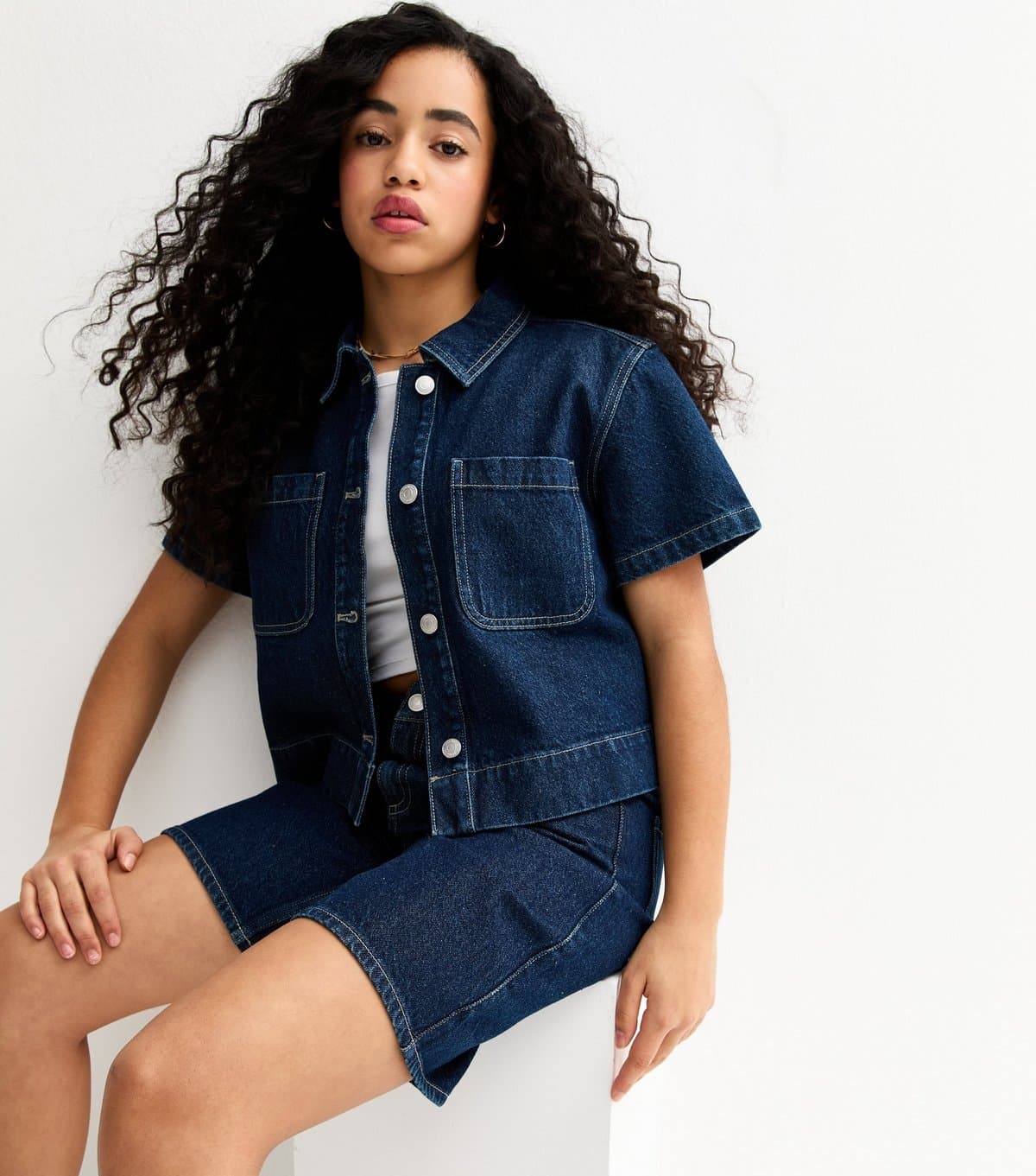 New Look Girls' Blue Patch Pocket Denim Shirt New Look