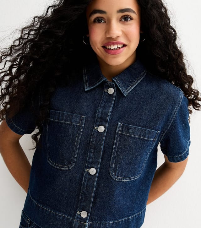 New Look Girls' Blue Patch Pocket Denim Shirt New Look - 2