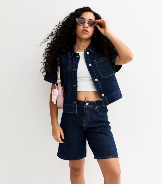 New Look Girls' Blue Patch Pocket Denim Shirt New Look - 3