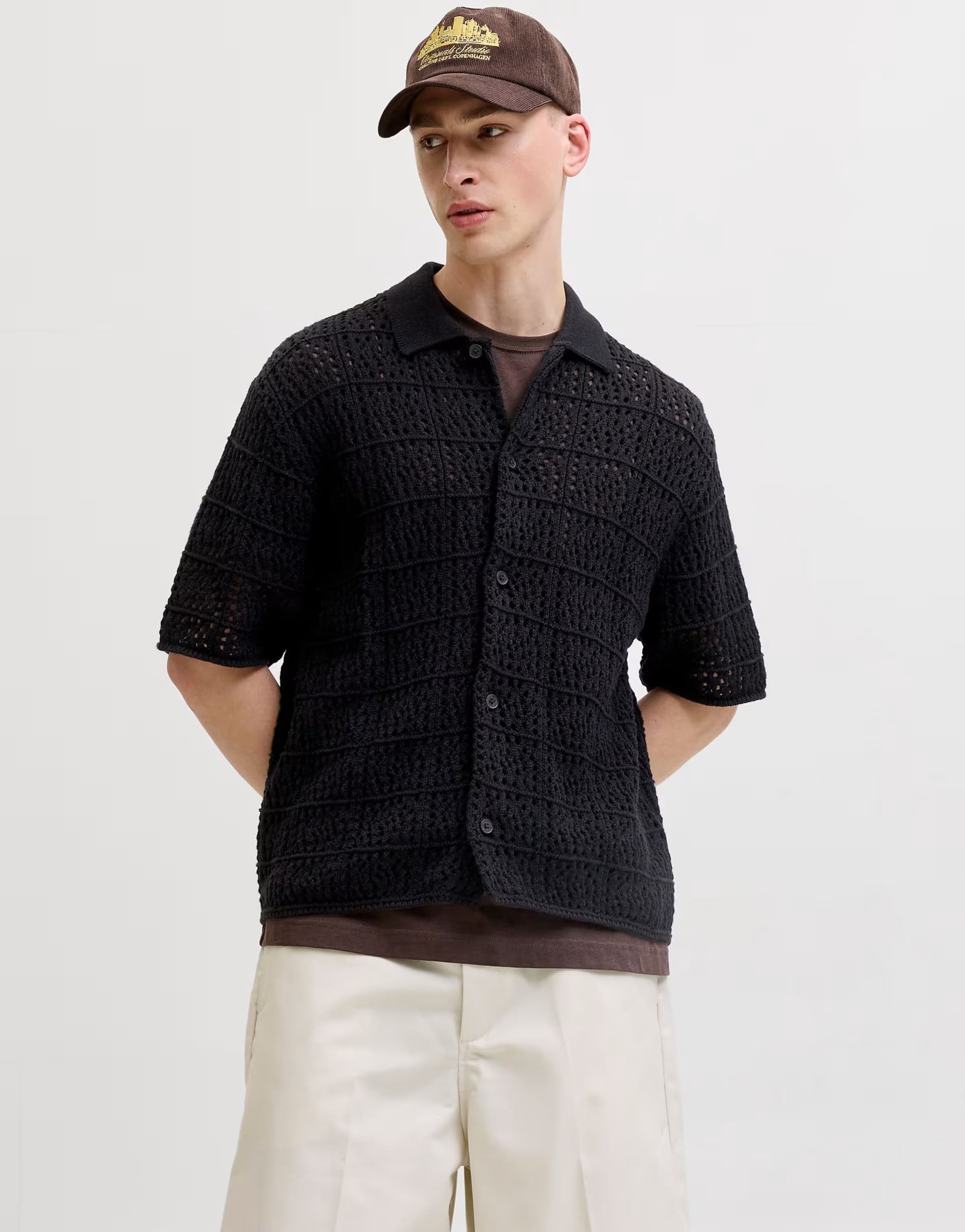 ASOS Jack & Jones Knitted polo in black
