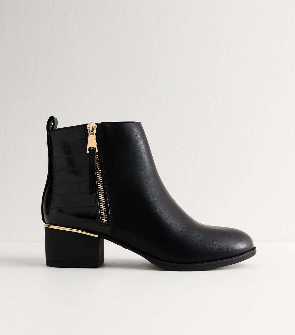 New Look New Look Black Faux Leather Block Heel Ankle Boots