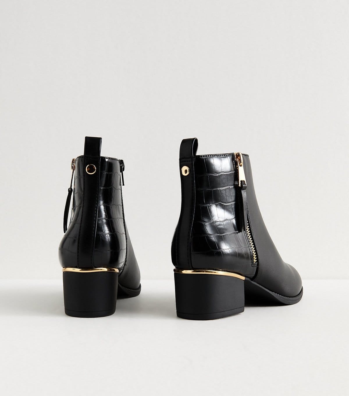 New Look Women's Black Faux Leather Block Heel Ankle Boots Vegan New Look - 4