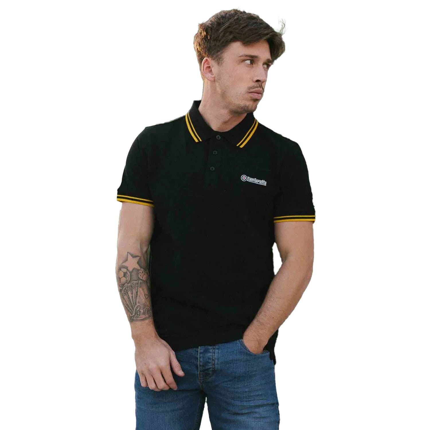 Lambretta Lambretta Men's SS25 Twin Tip Polo Shirt in Black