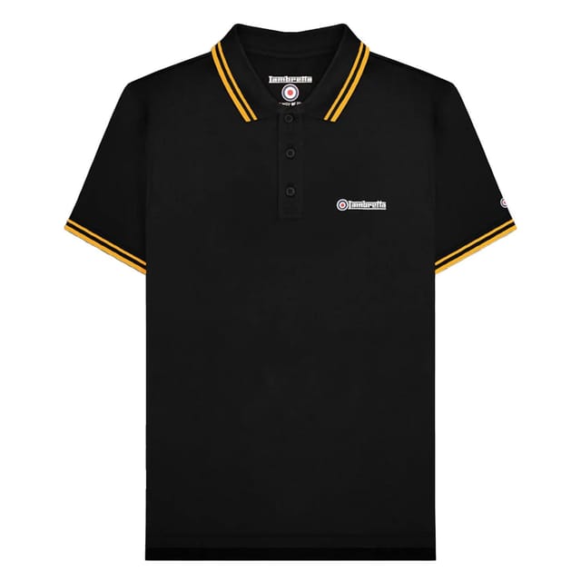 Lambretta Lambretta Men's SS25 Twin Tip Polo Shirt in Black - 2