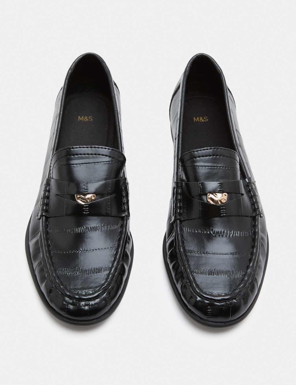 Marks & Spencer M&S Croc Penny Flat Loafers Black