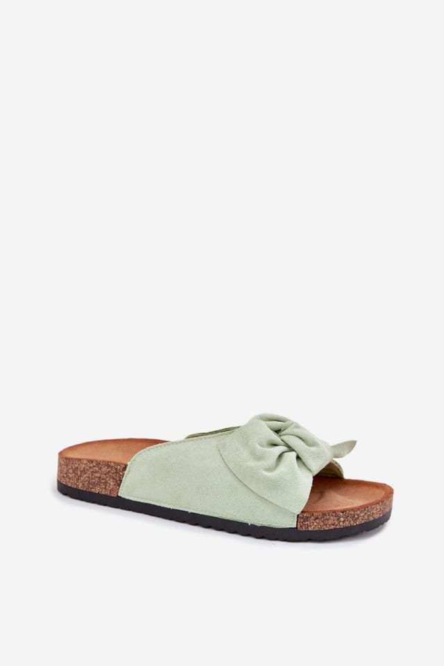 Love Lace Love Lace Women's Suede Cork Sole Sandals with Front Bow Comfort Insole Everyday in Green - 2