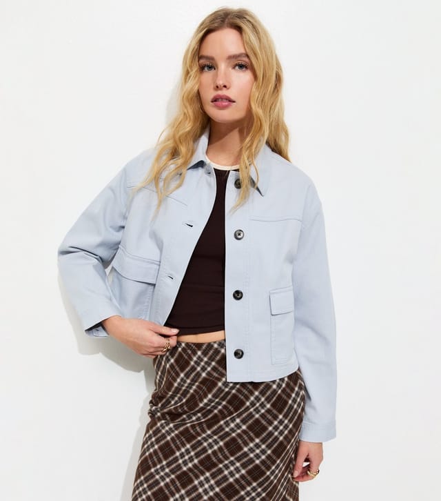 New Look Women's Light Blue Flap Pocket Cotton Shacket New Look - 2