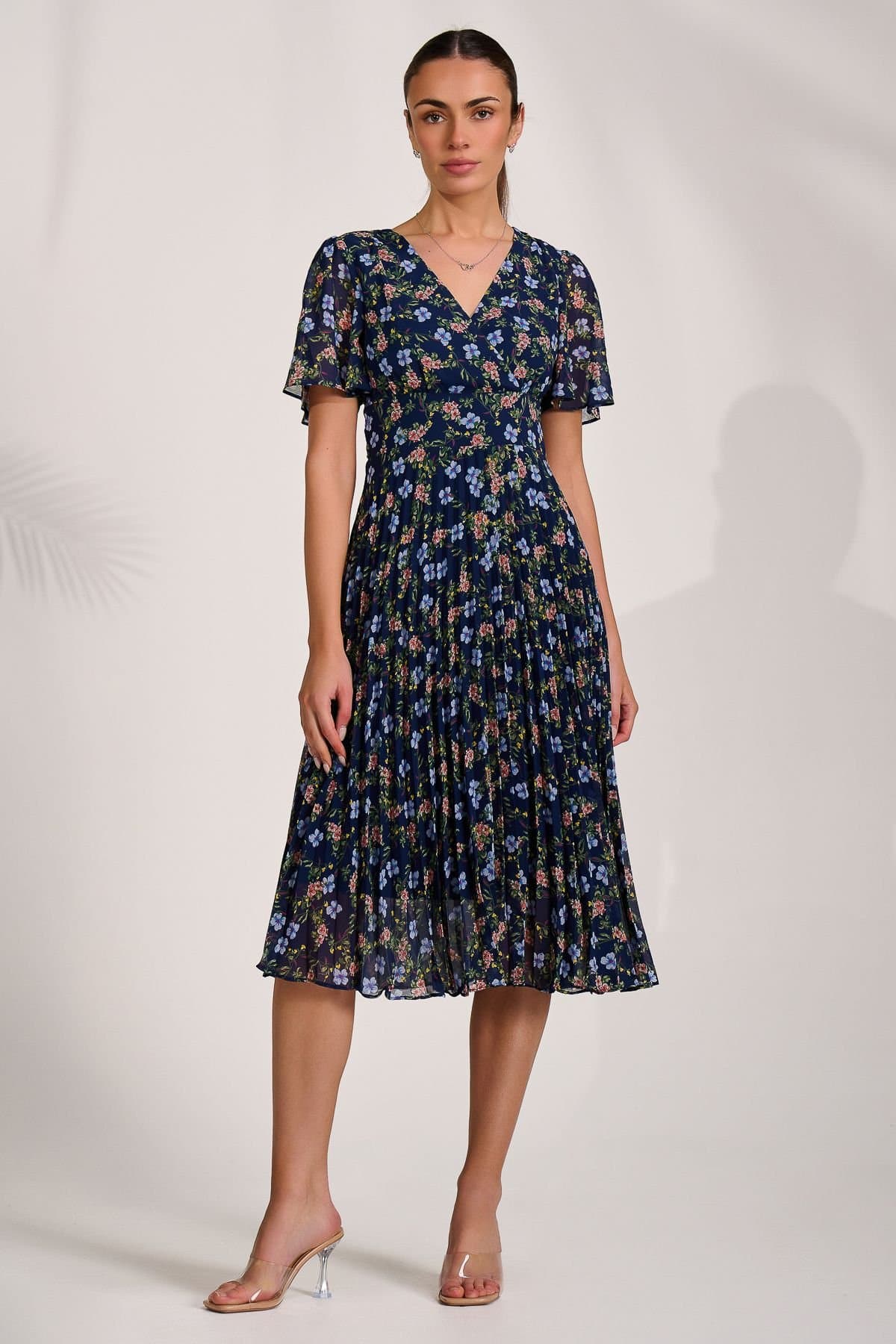 Jolie Moi Jolie Moi Women's Floral Pleated Midi Dress