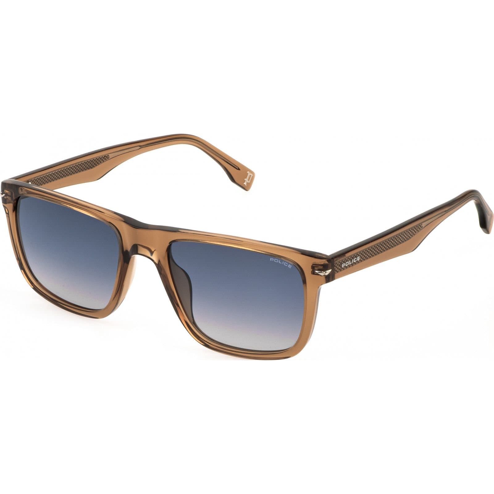 Police Police Men's SPLQ83-560805 Square/Rectangle Sunglasses in Brown