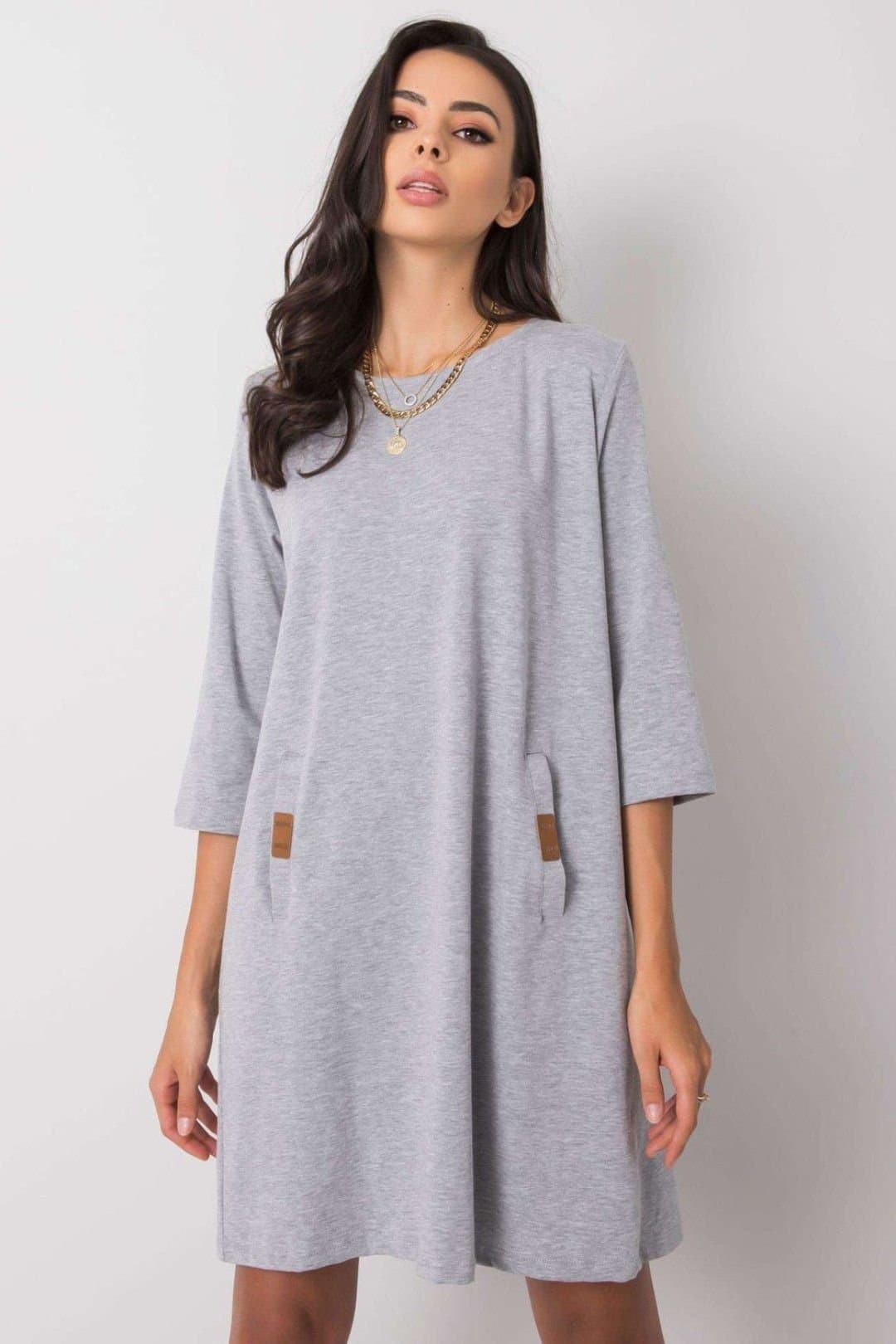 Love Lace Love Lace Women's Loose Fit Daydress With Front Pockets in Grey