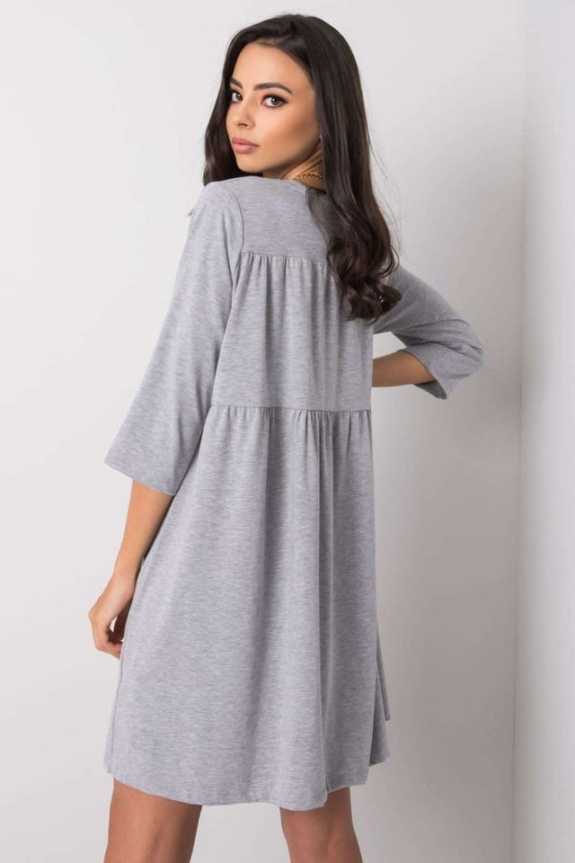 Love Lace Love Lace Women's Loose Fit Daydress With Front Pockets in Grey - 2
