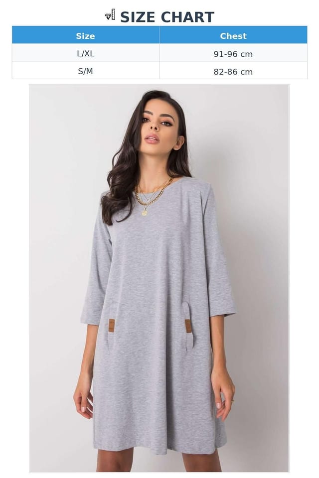 Love Lace Love Lace Women's Loose Fit Daydress With Front Pockets in Grey - 3