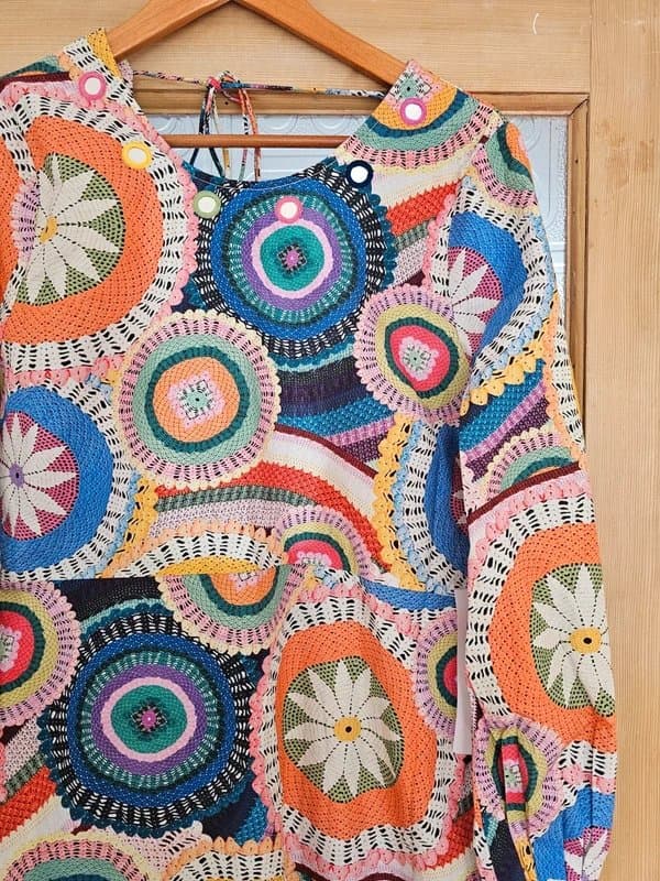 Never Fully Dressed Never Fully Dressed cotton malibu poplin mini dress crochet print size 14