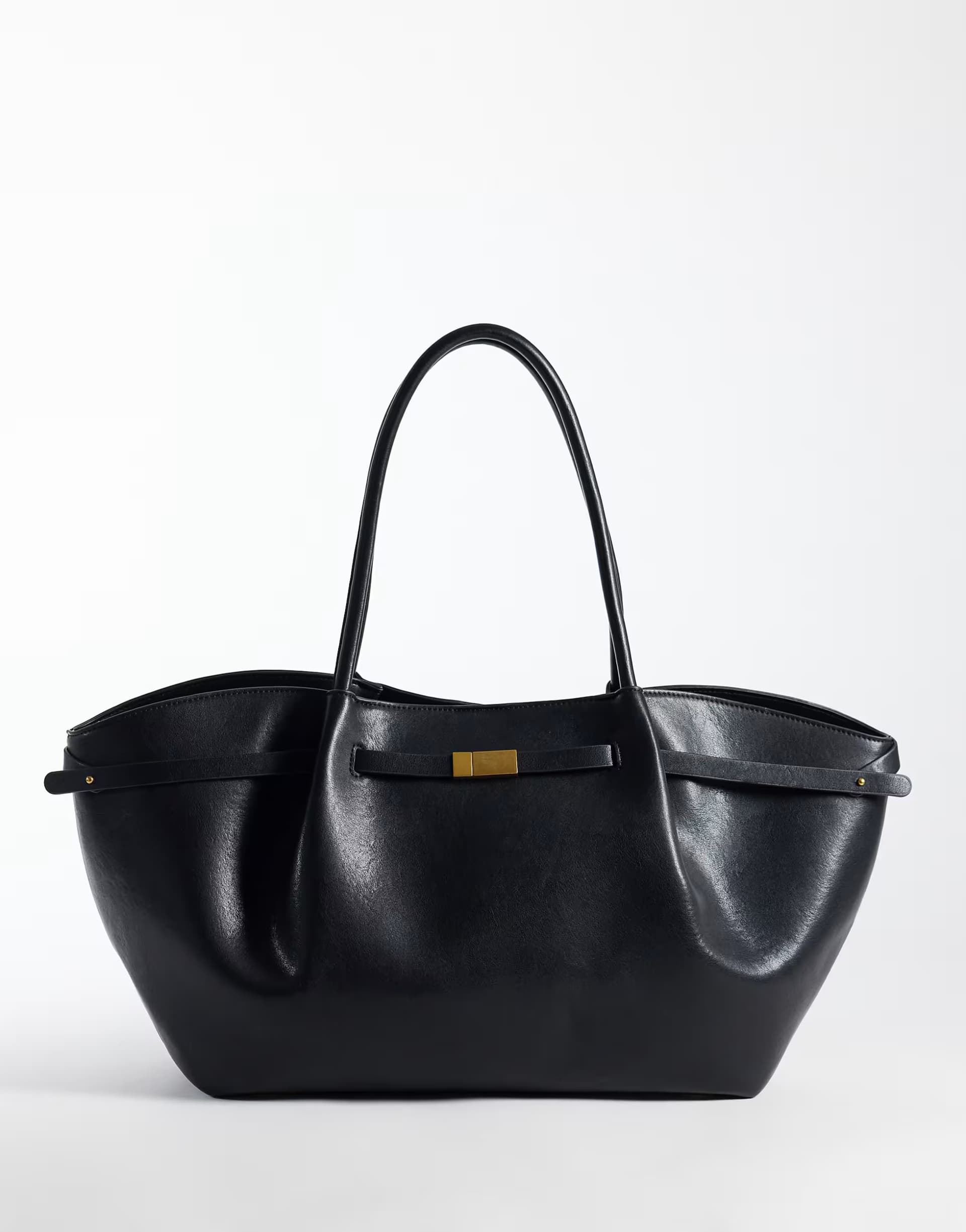 ASOS Gina Tricot fold detail tote bag in black