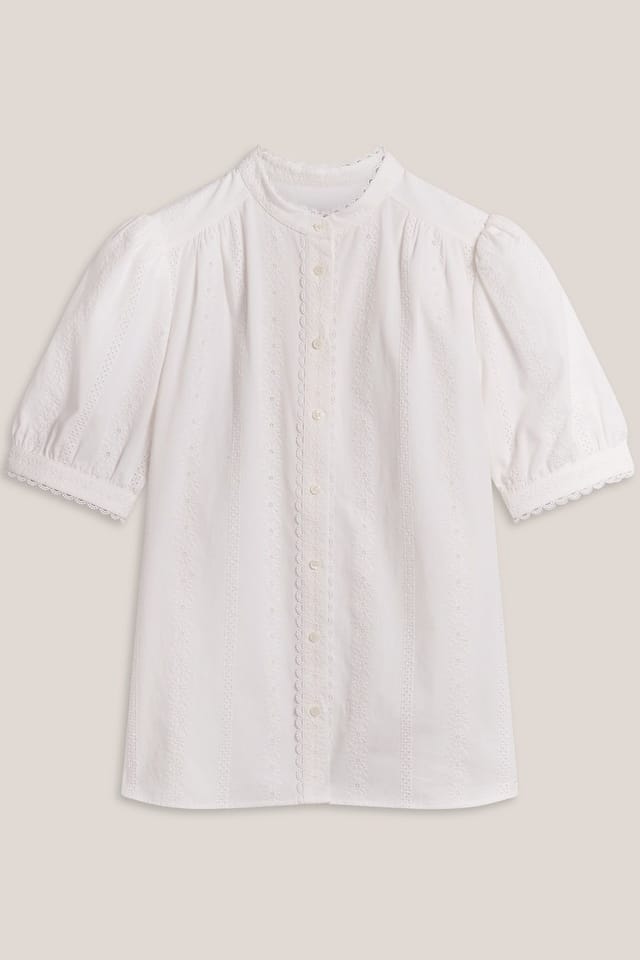 Hobbs London Hobbs London Women's Sawyer Embroidery Detail Blouse in Natural White - 2