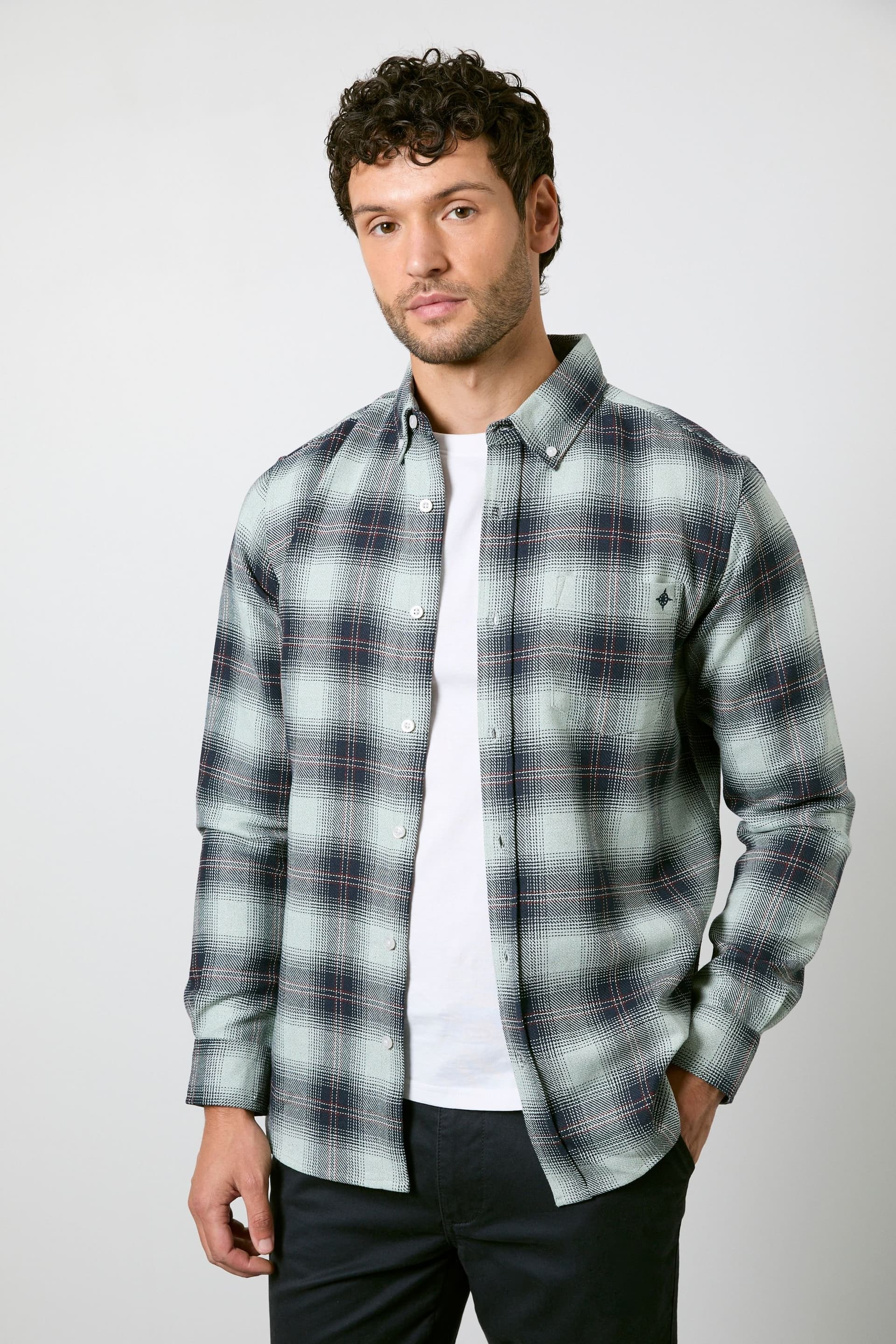 Maine Maine Men's Green Western Check Long Sleeve Shirt