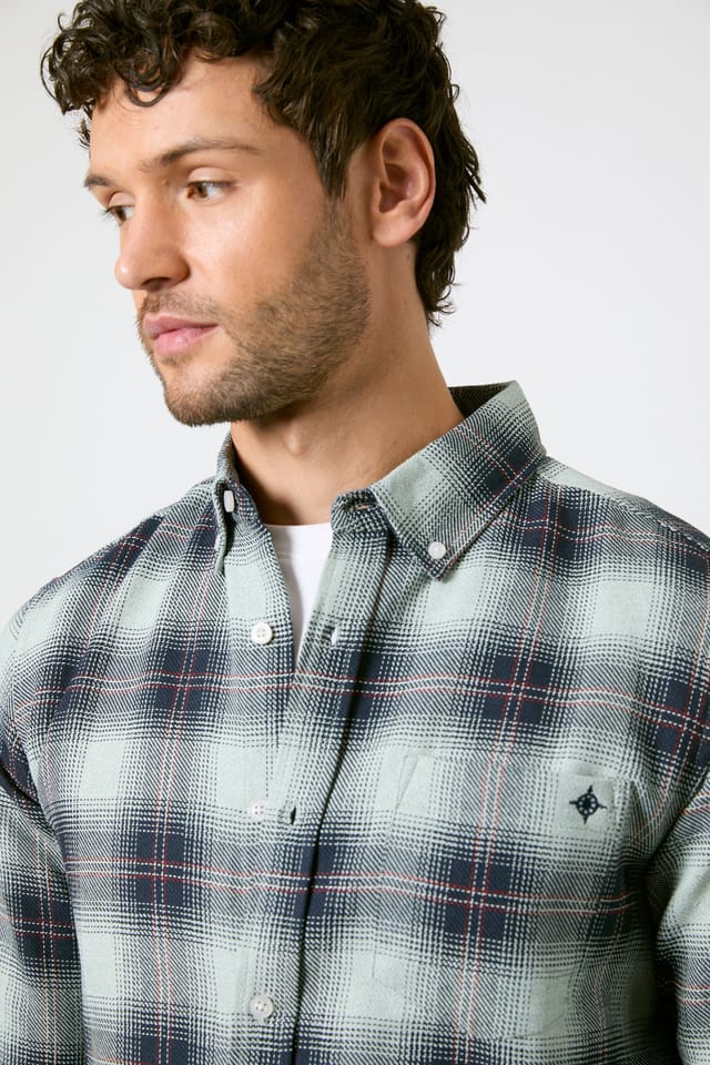 Maine Maine Men's Green Western Check Long Sleeve Shirt - 2