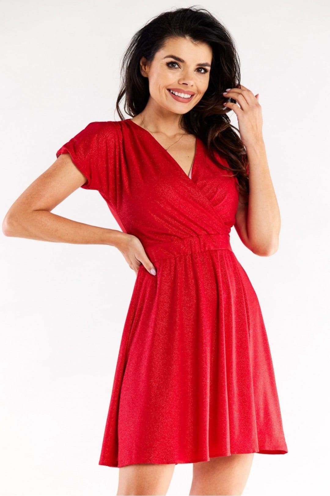 Love Lace Red Glitter Envelope Evening Dress