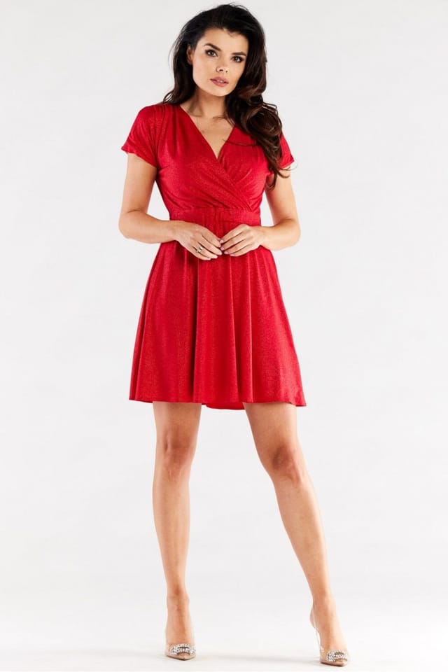 Love Lace Love Lace Women's Poland Made Short Flared Envelope Evening Dress in Red - 2