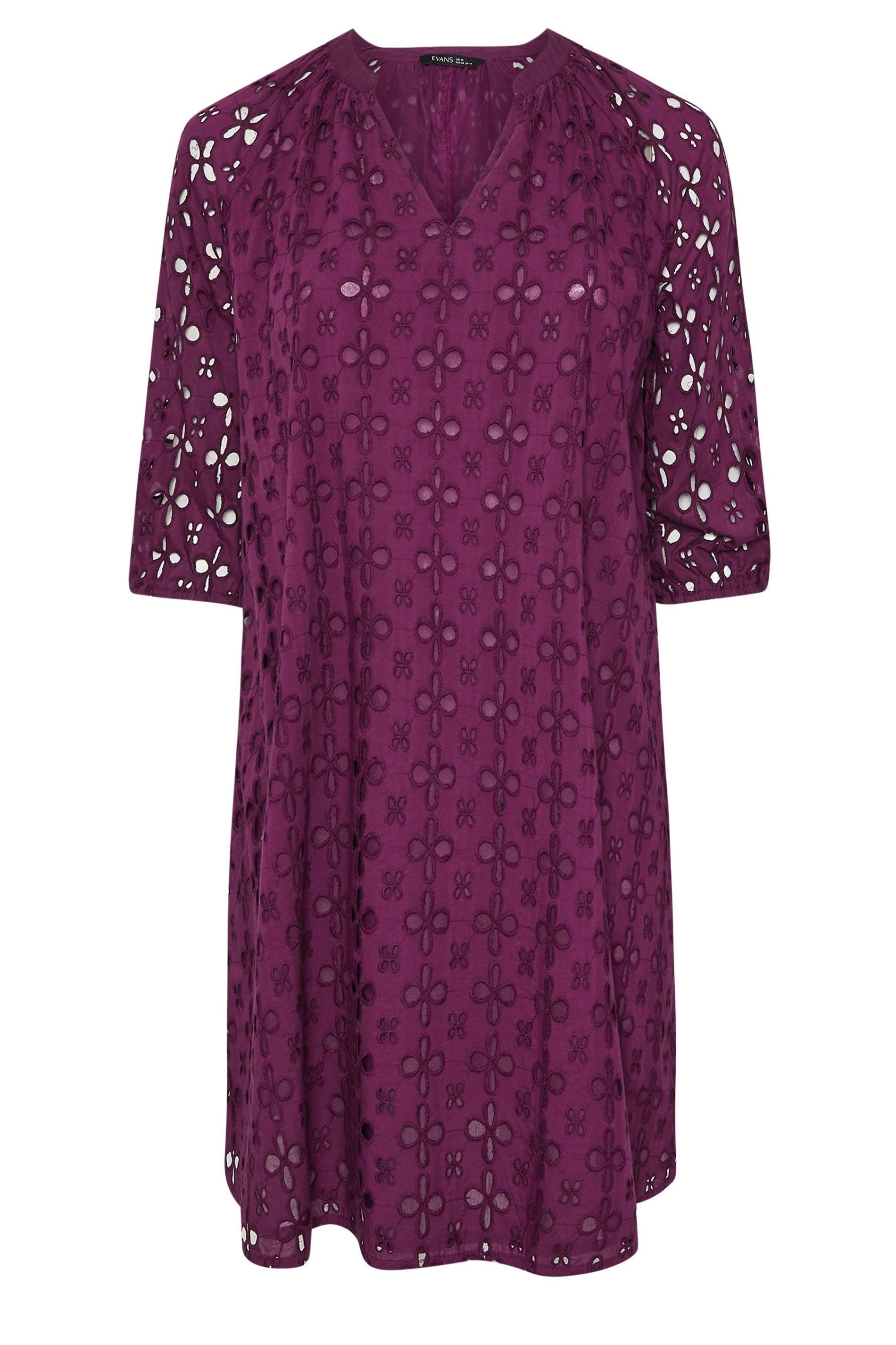 Evans Evans Women's Broderie Swing Dress in Purple - 2