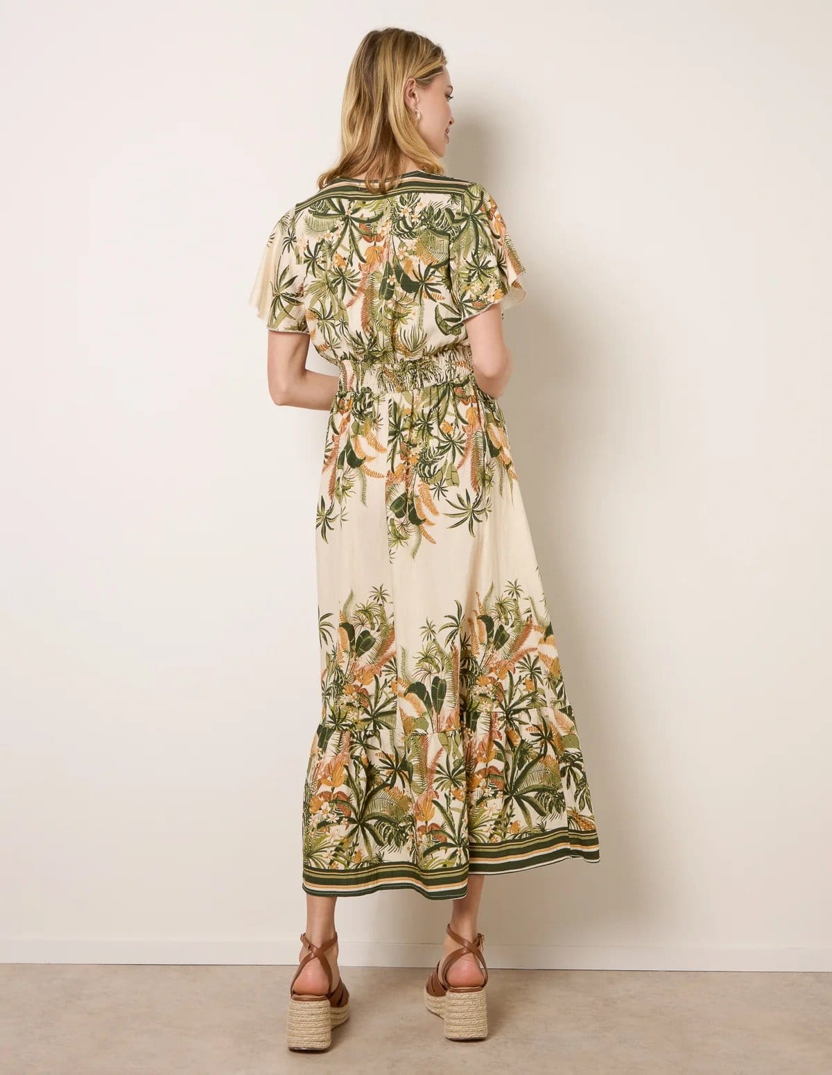 Blue Vanilla Tropical Print Wrap Front Dress - 4