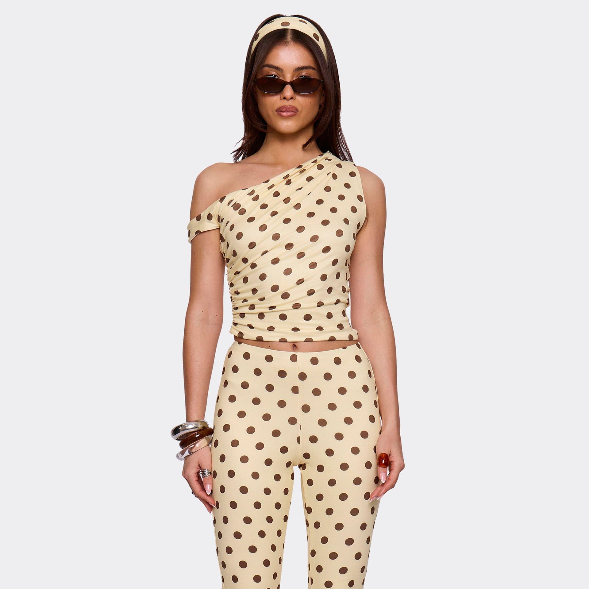 EGO EGO Yellow Polka Dot Off-Shoulder Top