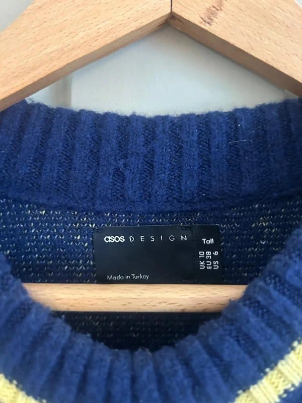 ASOS Navy and Yellow Crochet Jumper