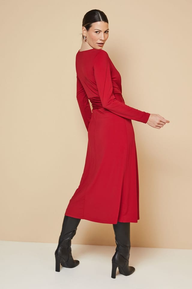 Wallis Wallis Women's Wrap Front Jersey Column Dress in Wine - 3