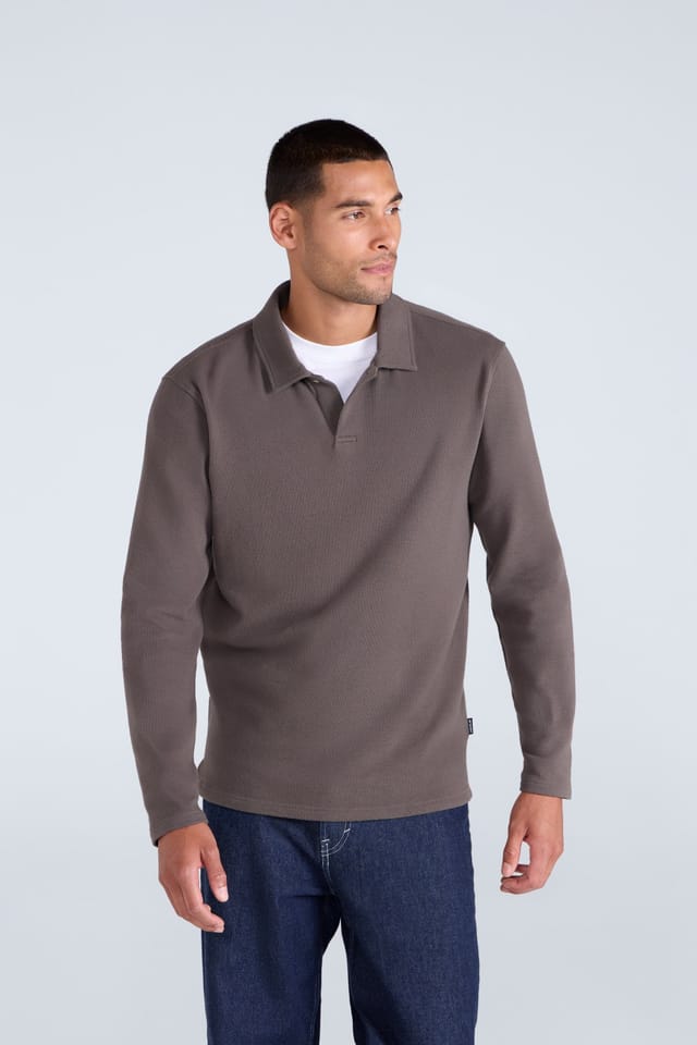 Animal Animal Men's 'Ollie' Comfortable Casual Long Sleeve Collared Relaxed Fit Polo Shirt in Khaki - 2