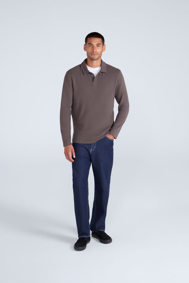 Animal Animal Men's 'Ollie' Comfortable Casual Long Sleeve Collared Relaxed Fit Polo Shirt in Khaki - 3
