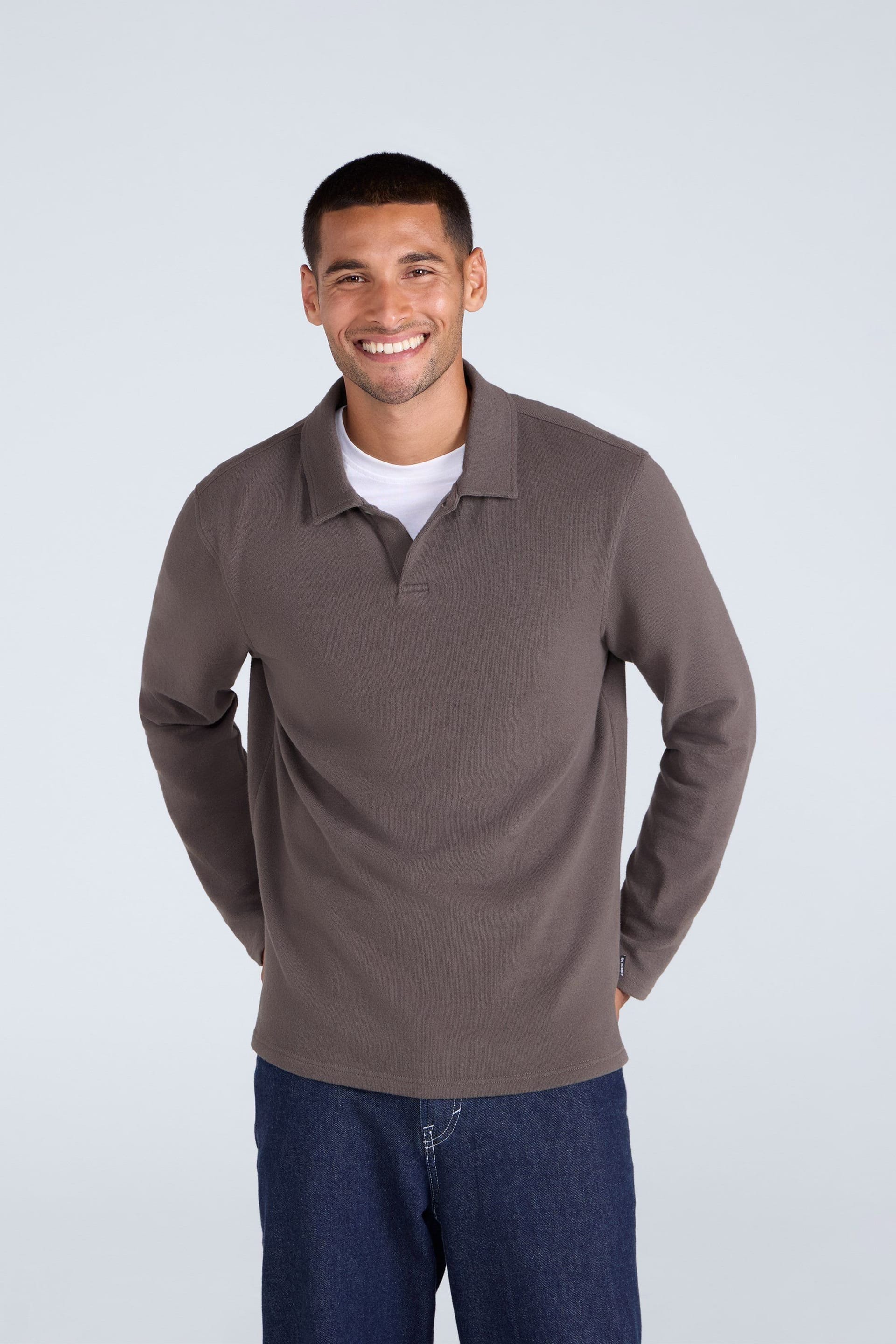 Animal Animal Men's 'Ollie' Comfortable Casual Long Sleeve Collared Relaxed Fit Polo Shirt in Khaki - 4