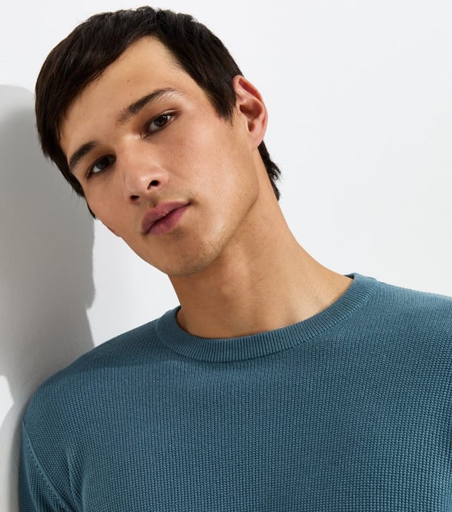 New Look Men's Bright Blue Regular Cotton Rich Crew Neck Jumper New Look - 3