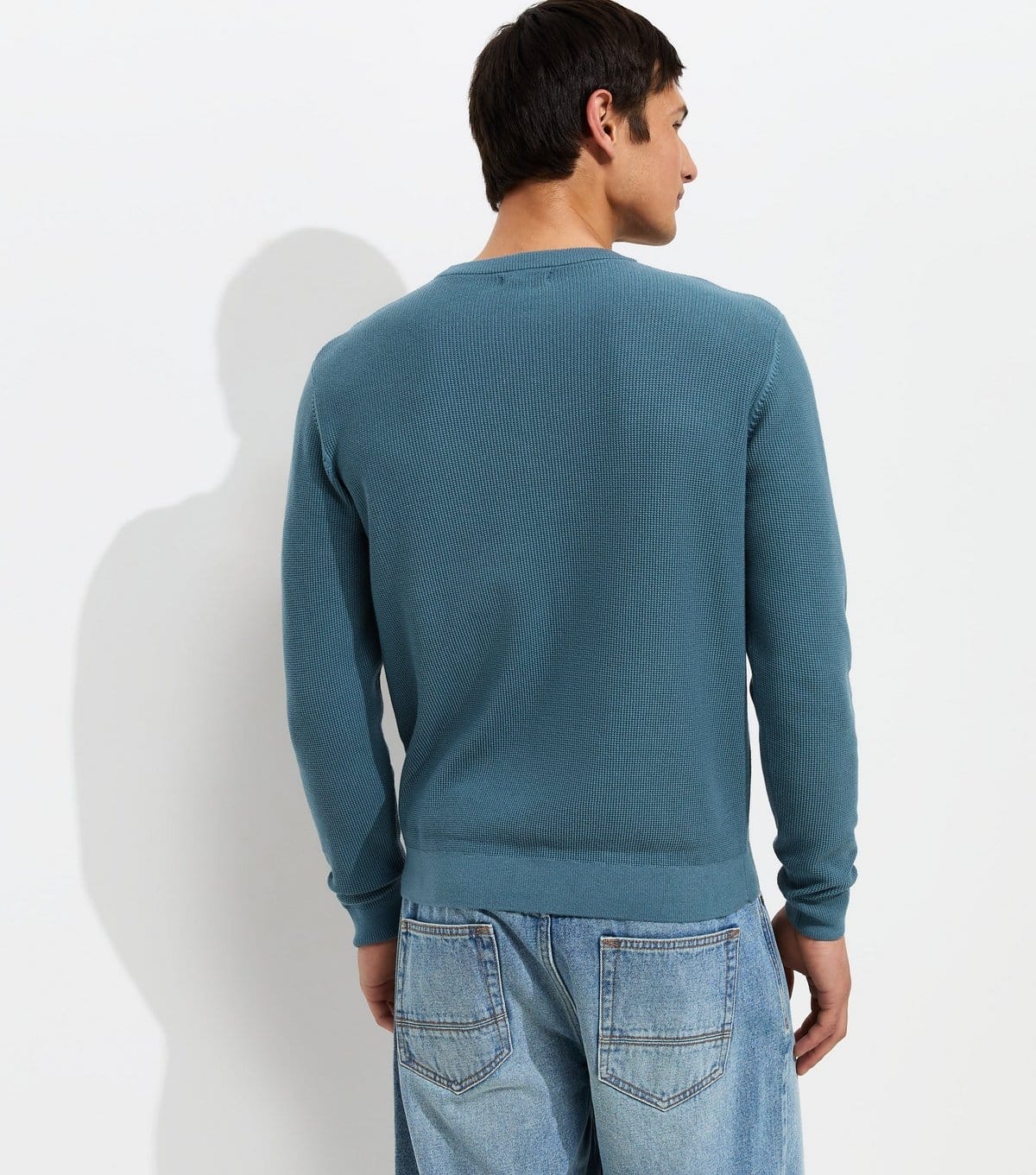 New Look Men's Bright Blue Regular Cotton Rich Crew Neck Jumper New Look - 4