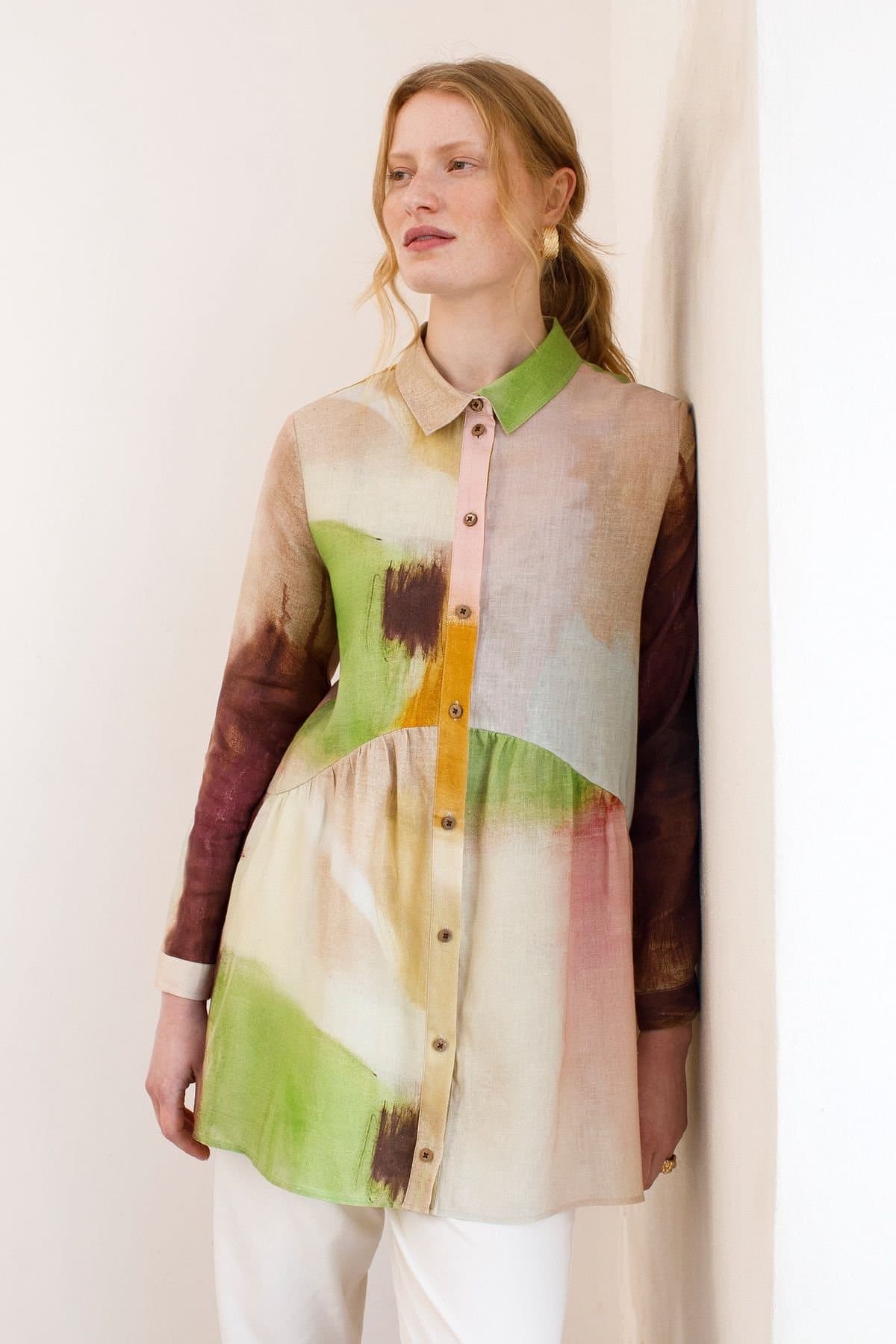 Celtic & Co Celtic & Co Women's Linen Gathered Waist Tunic