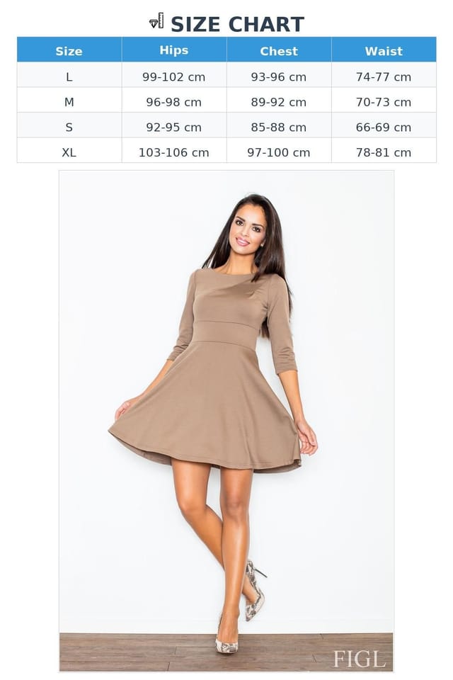Love Lace Love Lace Women's Brown Flared Dress 3/4 Sleeves Belt - 2