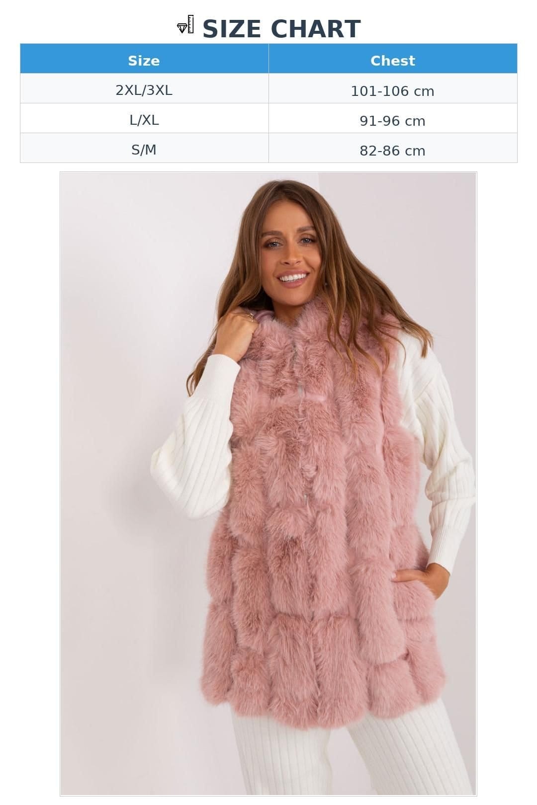 Love Lace Love Lace Women's Faux Fur Hooded Zipper Vest with Pockets in Pink - 4