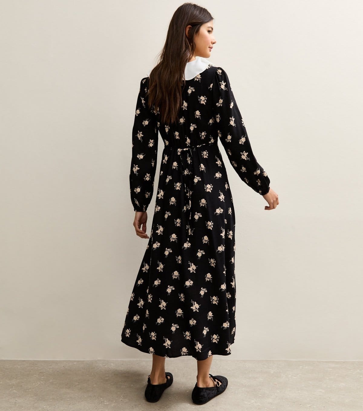 New Look Women's Black Floral Frill Collar Midi Dress New Look - 4