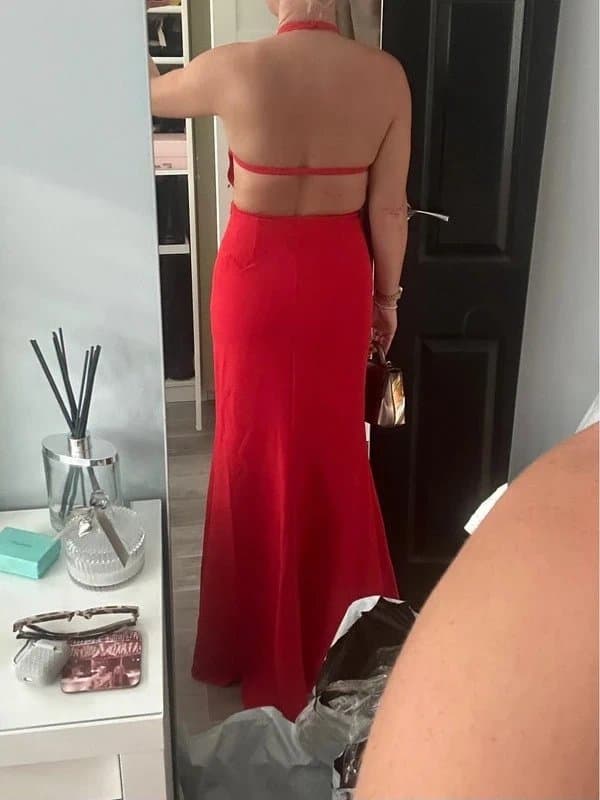 Jarlo ASOS premium Jarlo halter backless black tie gown