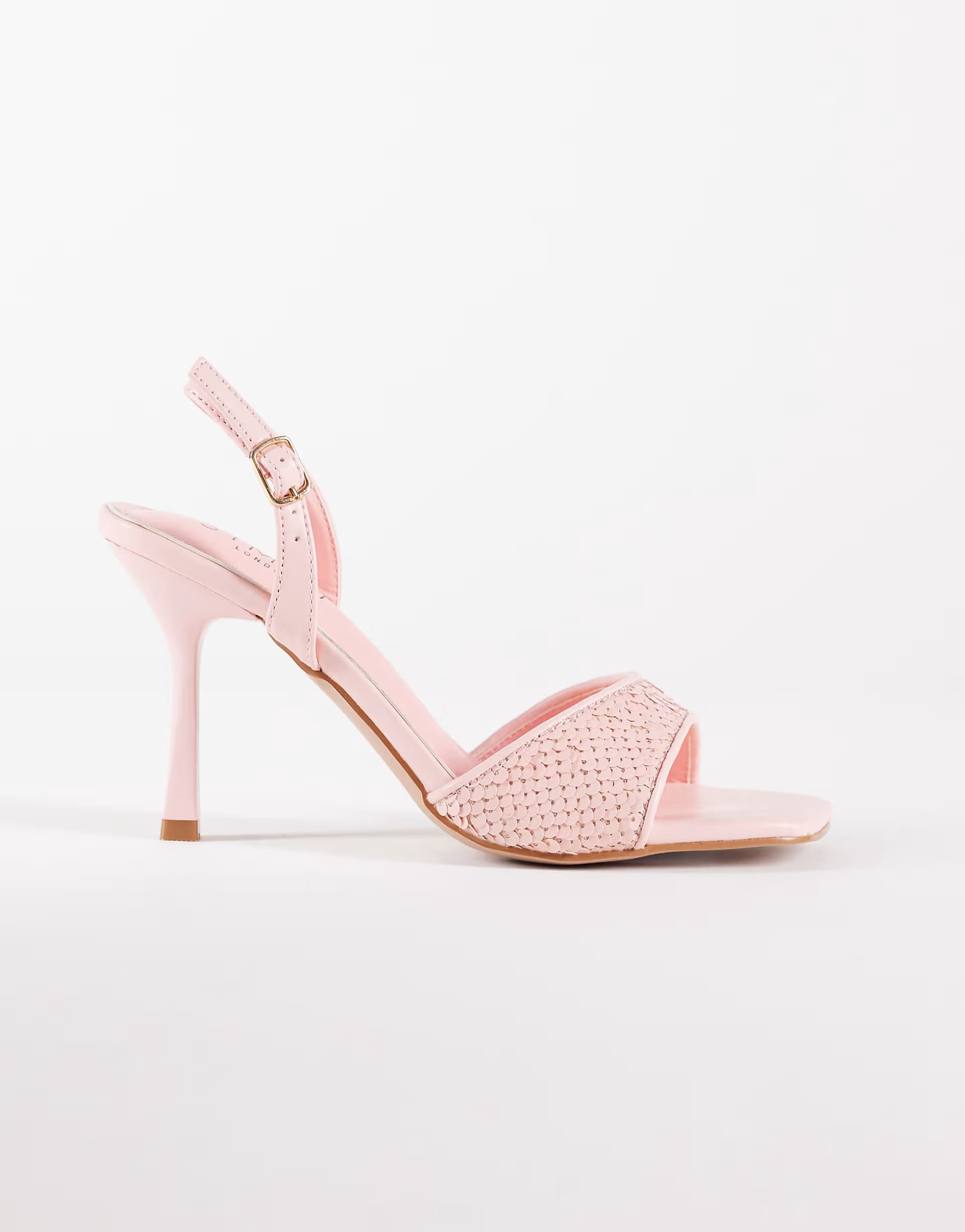 ASOS Simmi London Cindy heeled sandals with sequins in pink