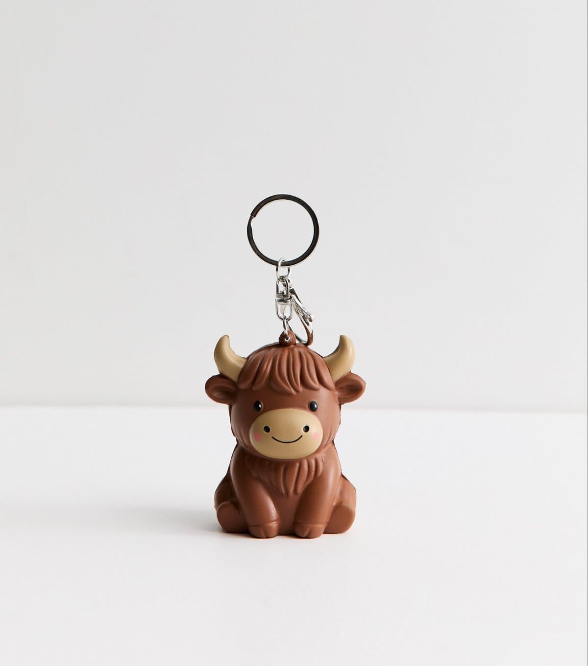 New Look Brown Highland Cow Foam Stress Ball Key Ring New Look