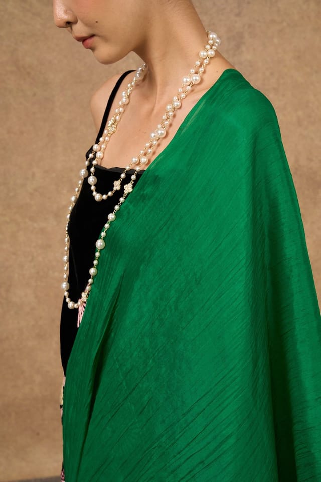 Silk and Bears Silk and Bears Women's Emeral Green Silk Scarf - Wedding Silk Shawl, Lightweight Wrap in Emerald - 3